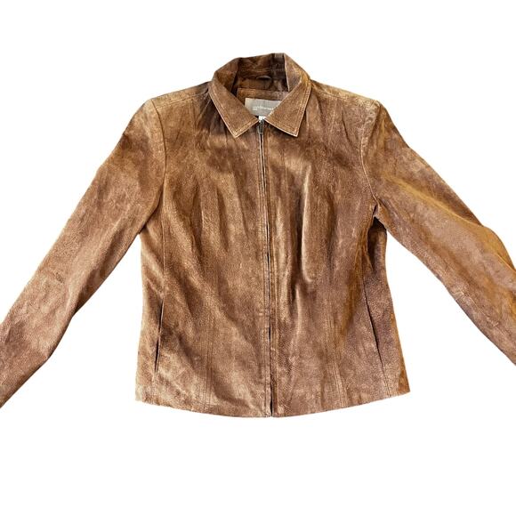 Croft & Barrow Jacket Womens Small Brown Suede Leather Zip Classic Coat Western - Picture 1 of 11